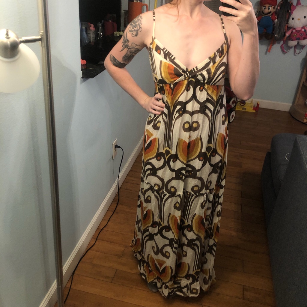 Derek Heart Maxi Dress 100% Cotton With Adjustable Straps